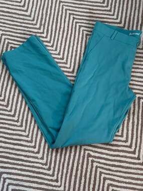 Betabrand Women's Teals Cross-Back Pocket Yoga Dress Pants Large Petite